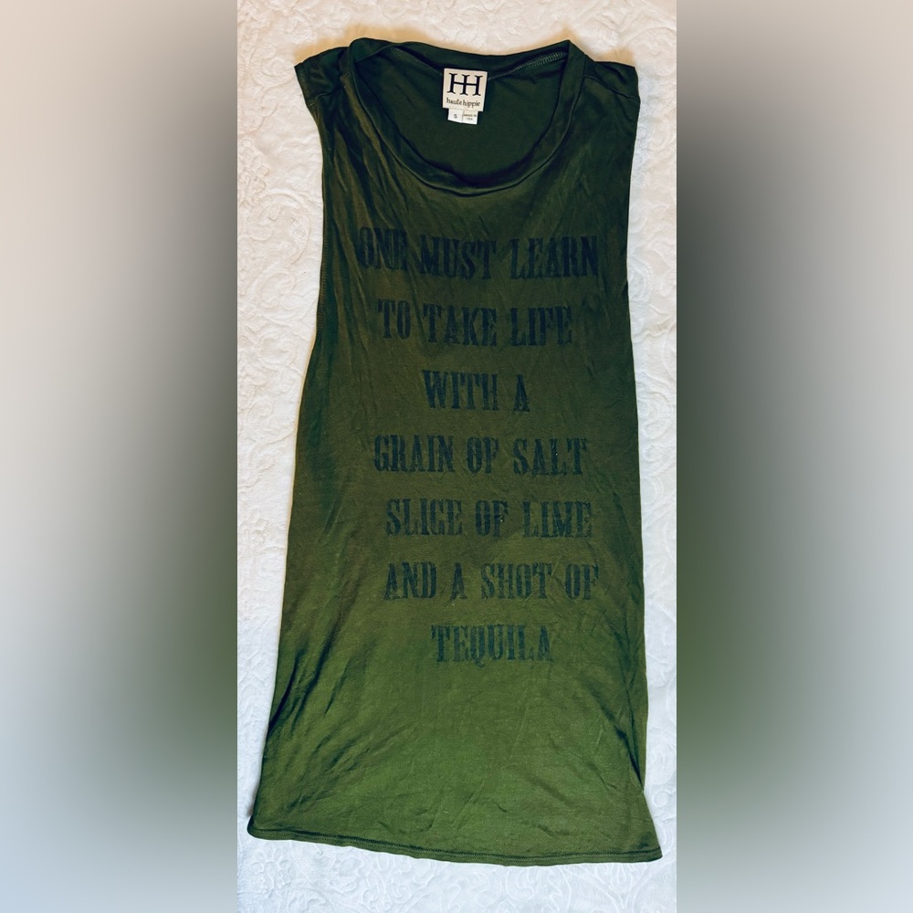 Haute Hippie Military Green Chain Back Tank Top size small